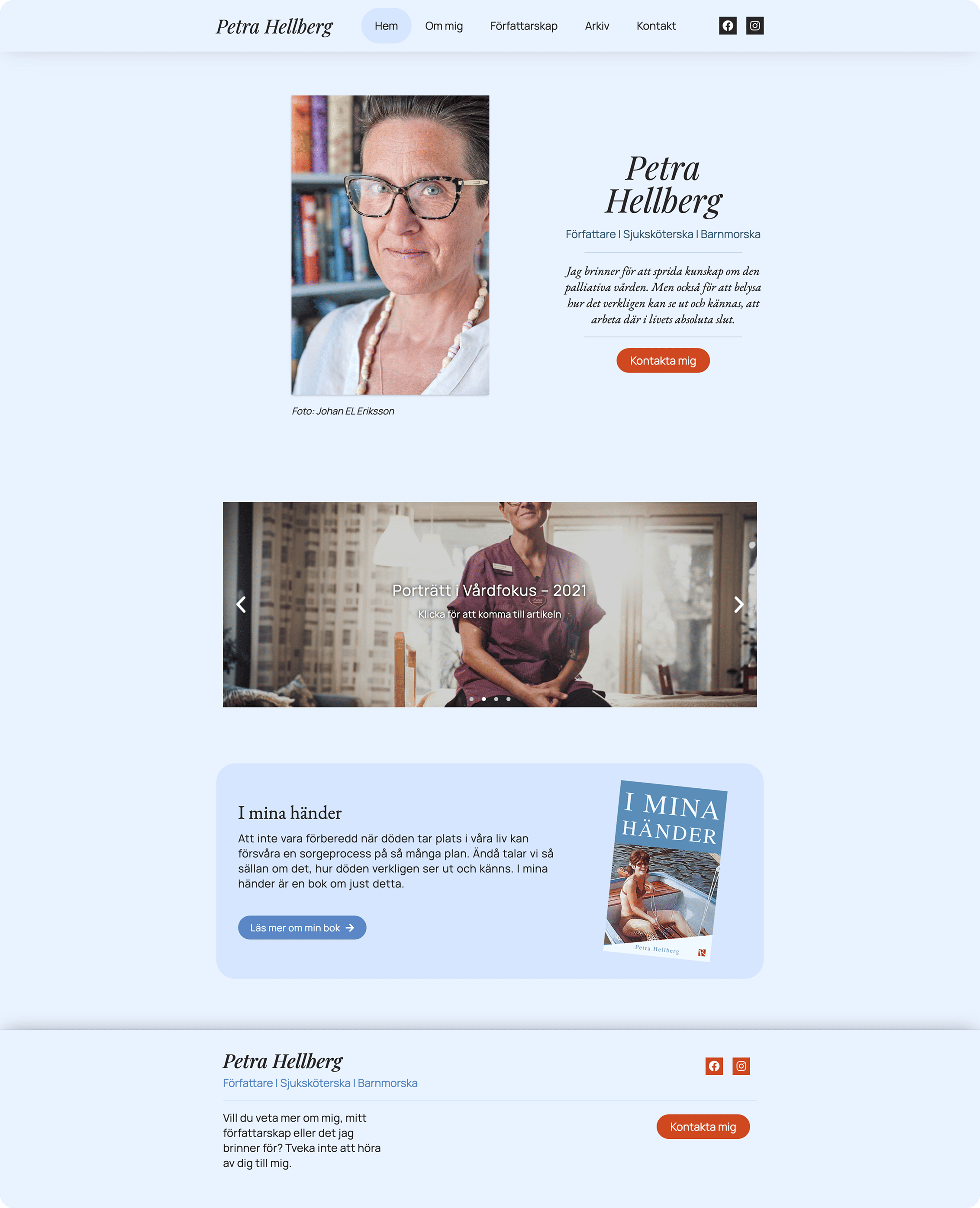 Screenshot of the final website design, part 1