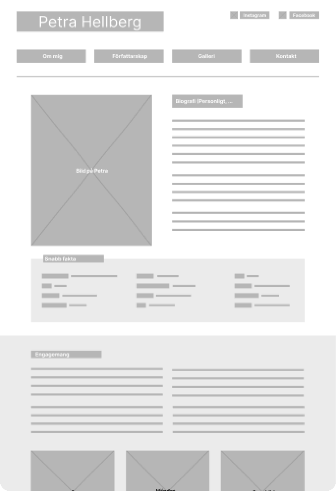 Wireframe of the website design, version 2