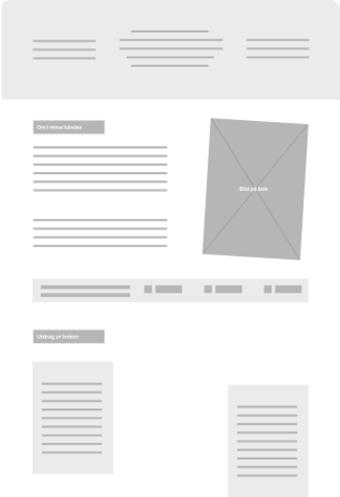 Wireframe of the website design, version 3