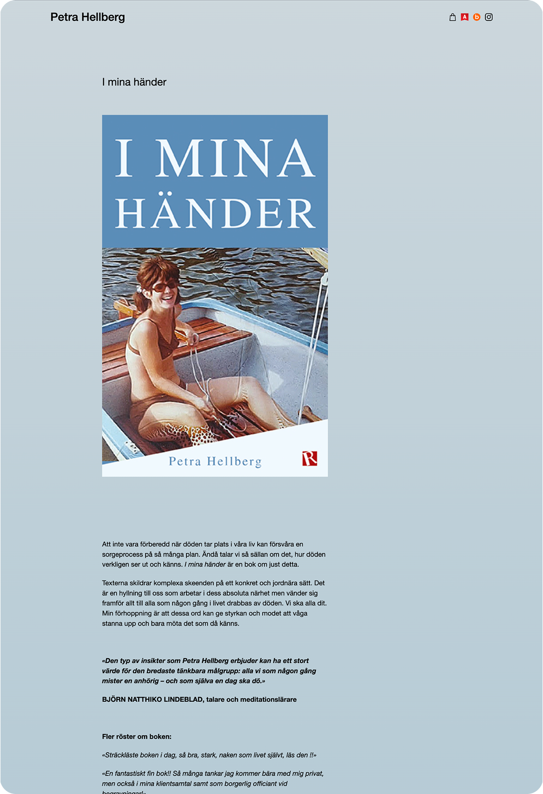 Screenshot of the old Petra Hellberg website design, page 2